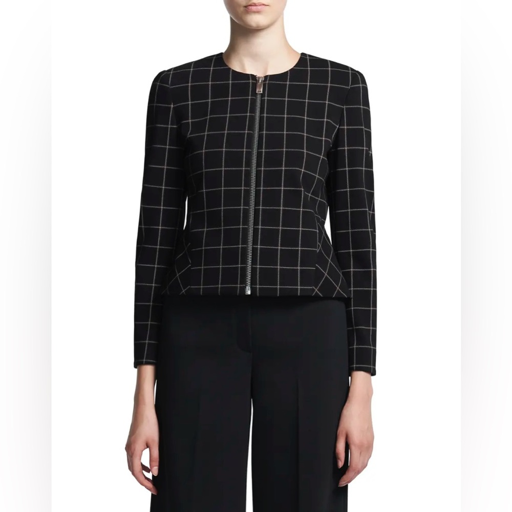 Theory Windowpane Check Cropped Peplum Jacket(NWT)